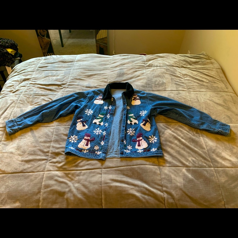 Denim Jacket With Snowmen